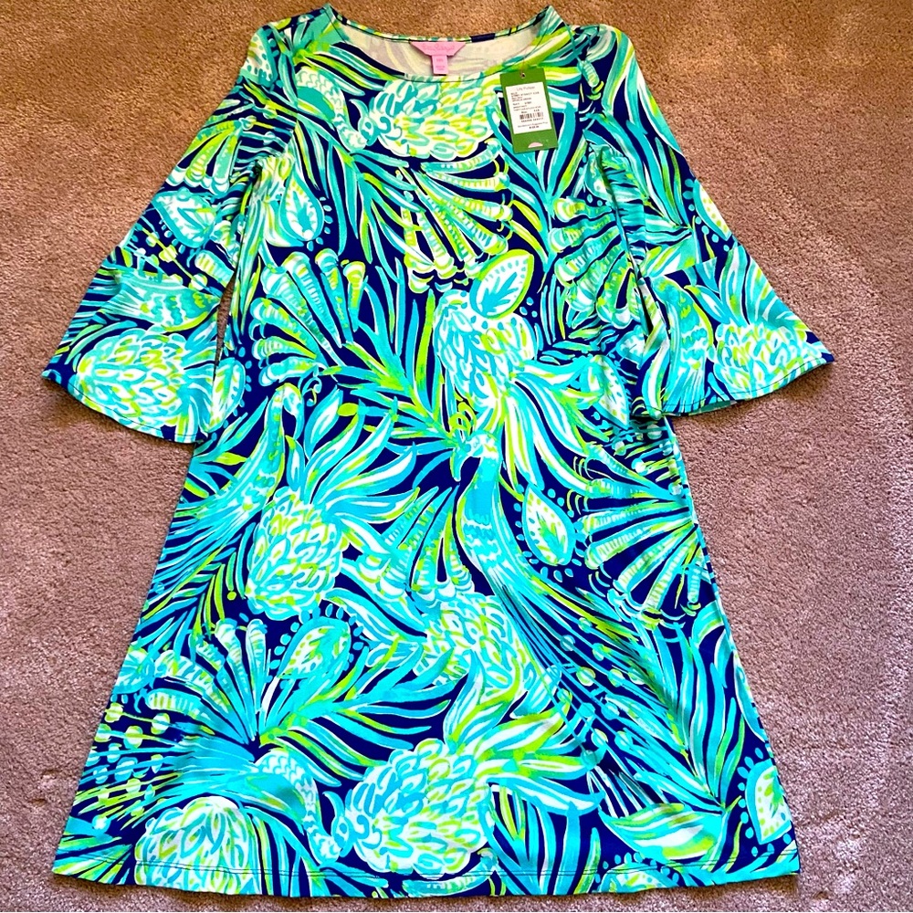 Lilly Pulitzer Ophelia Dress Bright Navy Blue Party Like a Flock Star New!